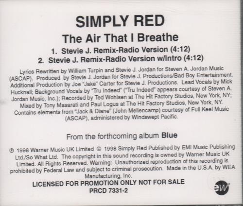 Click to view product details and reviews for Simply Red The Air That I Breathe 1998 Usa Cd Single Prcd7331 2.