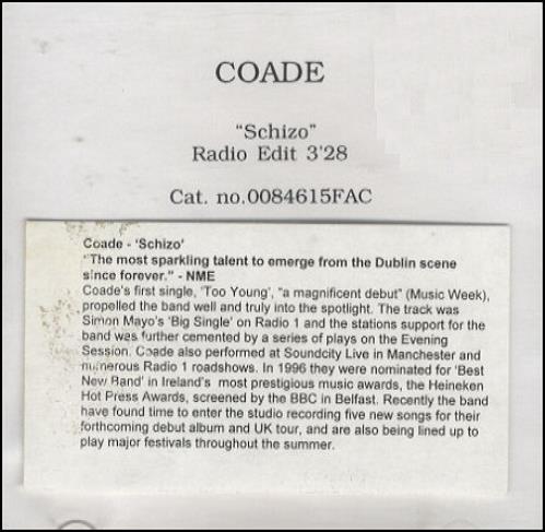 Click to view product details and reviews for Coade Schizo 2000 Uk Cd R Acetate Cd Acetate. Click to view product details and reviews for Coade Schizo 2000 Uk Cd R Acetate Cd Acetate.