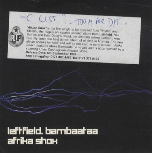Click to view product details and reviews for Leftfield Afrika Shox 1999 Uk Cd Single Hand57cdp. Click to view product details and reviews for Leftfield Afrika Shox 1999 Uk Cd Single Hand57cdp.