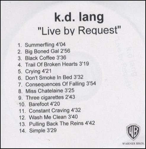 Click to view product details and reviews for Kd Lang Live By Request 2001 Uk Cd R Acetate Cd Acetate. Click to view product details and reviews for Kd Lang Live By Request 2001 Uk Cd R Acetate Cd Acetate.