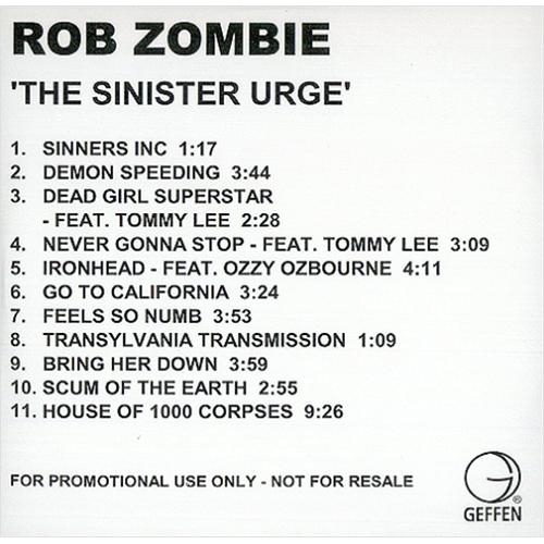 Click to view product details and reviews for Rob Zombie The Sinister Urge 2001 Usa Cd R Acetate Cdr Acetate.