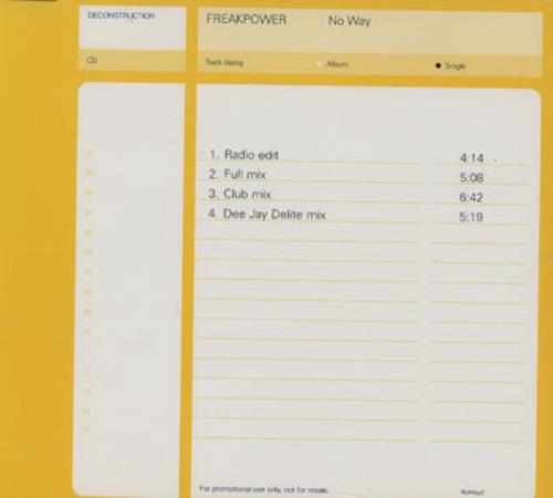Click to view product details and reviews for Freak Power No Way 1998 Uk Cd Single Noway2.