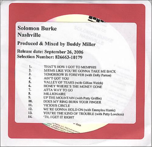 Click to view product details and reviews for Solomon Burke Nashville Stickered Sleeve 2006 Usa Cd R Acetate Cd R Acetate. Click to view product details and reviews for Solomon Burke Nashville Stickered Sleeve 2006 Usa Cd R Acetate Cd R Acetate.
