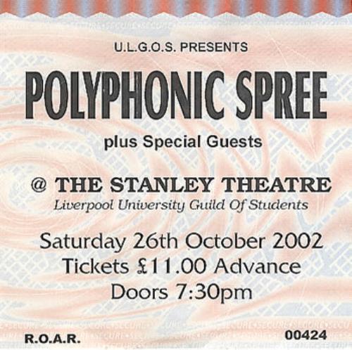 Click to view product details and reviews for The Polyphonic Spree The Stanley Theatre 2002 Uk Concert Ticket Used Ticket.