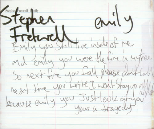 Click to view product details and reviews for Stephen Fretwell Emily 2005 Uk Cd Single Sf6. Click to view product details and reviews for Stephen Fretwell Emily 2005 Uk Cd Single Sf6.
