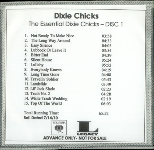 Click to view product details and reviews for Dixie Chicks The Essential Dixie Chicks 2010 Usa Cd R Acetate Cdr Acetate. Click to view product details and reviews for Dixie Chicks The Essential Dixie Chicks 2010 Usa Cd R Acetate Cdr Acetate.
