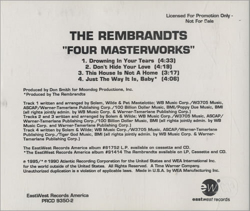 The Rembrandts Four Masterworks 1995 Usa Cd Single Prcd 9350