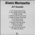 Alanis Morissette JLP Acoustic CD-R acetate US ANSCRJL337421
