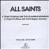 All Saints Chick Fit CD-R acetate UK ASACRCH393578