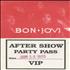 Bon Jovi After Show Party Pass tour pass UK BONTPAF368458