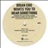 Brian Eno Wants You To Hear Something... vinyl LP US ENOLPWA114594