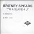 Britney Spears I'm A Slave 4 U CD-R acetate UK BTPCRIM199196