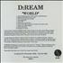 D:Ream World CD album US D-RCDWO309641