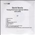 David Bowie Young Americans - Special Edition CD-R acetate UK BOWCRYO395353