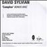 David Sylvian Camphor Bonus Disc CD-R acetate UK SYLCRCA373248