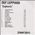 Def Leppard Euphoria CD-R acetate UK DEFCREU137024