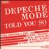 Depeche Mode Told You So - Te Lo Dije Asi - VG 7