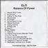 Electric Light Orchestra Balance Of Power CD-R acetate US ELOCRBA417707