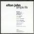 Elton John Simple Life CD single US JOHC5SI69236