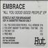 Embrace All You Good Good People cassette single UK EMBCSAL112729