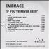 Embrace If You've Never Been CD-R acetate UK EMBCRIF307671