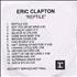 Eric Clapton Reptile CD-R acetate UK CLPCRRE179065