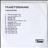 Franz Ferdinand Instrumentals CD-R acetate UK FNZCRIN604797
