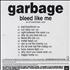 Garbage Bleed Like Me CD-R acetate US GBGCRBL322655