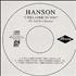 Hanson I Will Come To You CD-R acetate US HSOCRIW158105