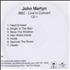 John Martyn BBC Live In Concert CD-R acetate UK JMYCRBB579761