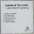 Juliette And The Licks ...Like A Bolt Of Lightning CD-R acetate US JBQCRLI646251