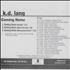 K.D. Lang Coming Home CD single US KDLC5CO454385