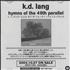 K.D. Lang Hymns Of The 49th Parallel CD-R acetate Japanese KDLCRHY331765