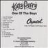 Katy Perry One Of The Boys CD-R acetate US KT3CRON442626