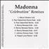Madonna Celebration Remixes CD-R acetate US MADCRCE486202
