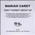 Mariah Carey Don't Forget About Us - Club Remixes CD-R acetate UK CRYCRDO366718