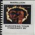 Marillion Crew Itineraries x 2 & 4 Laminated Passes Itinerary UK MARITCR612927