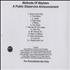 Methods Of Mayhem A Public Disservice Announcement CD-R acetate US ODSCRAP519784