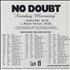 No Doubt Sunday Morning CD single US NDBC5SU85734