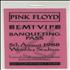 Pink Floyd EMI VIP Banqueting Pass tour pass UK PINTPEM429825