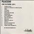 Placebo Live In Paris CD-R acetate UK CEBCRLI226871