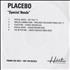 Placebo Special Needs CD-R acetate UK CEBCRSP474001