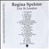 Regina Spektor Live In London CD-R acetate US RGKCRLI627002