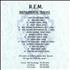 REM Instrumental Tracks CD-R acetate US REMCRIN509985
