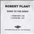 Robert Plant Song To The Siren - Two Track CD-R acetate UK PLACRSO377641