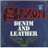Saxon Denim And Leather - Blue & White Vinyl - Shrink vinyl LP UK SAXLPDE820060