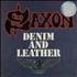 Saxon Denim And Leather - Blue vinyl - Autographed vinyl LP UK SAXLPDE759221