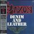 Saxon Denim And Leather - Red & Black Splatter Vinyl - Sealed vinyl LP UK SAXLPDE775706