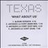 Texas What About Us CD-R acetate UK TEXCRWH366747