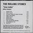 The Rolling Stones Live Licks - Album Sampler CD-R acetate UK ROLCRLI308641